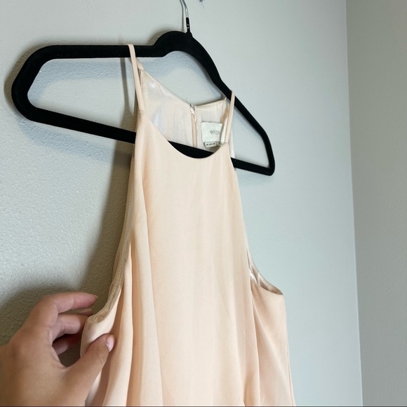 BHLDN Cayenne Maxi Chiffon Dress Blush Pink High Neck Side Slit Size Size Medium - Picture 11 of 13